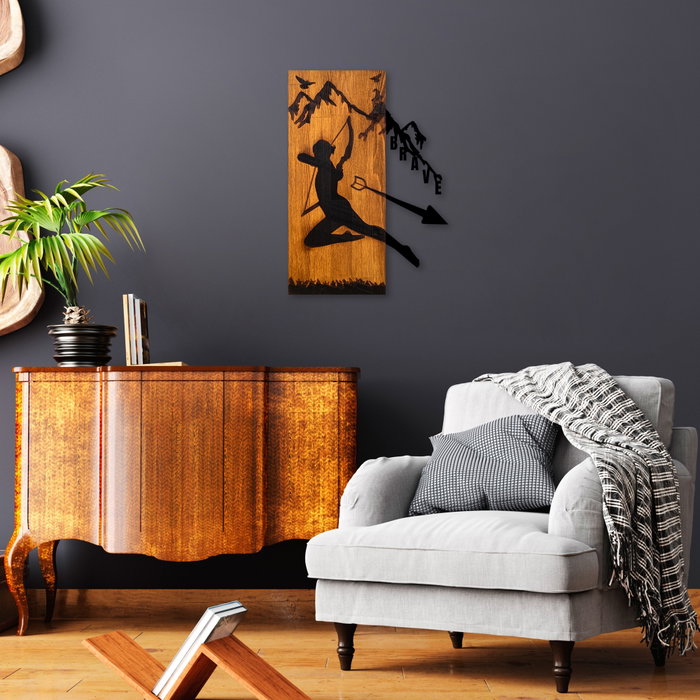 Wallity Brave Accesorio Decorativo de Pared de Madera y Metal Nogal y Negro Wallity Brave Accesorio Decorativo de Pared de Madera y Metal Nogal y Negro